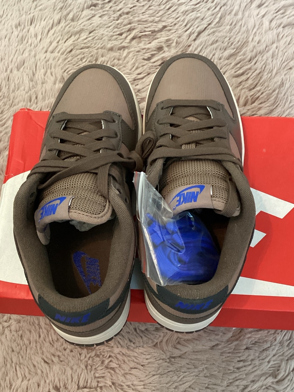 Nike Brown and Black Low-Top Sneakers with Blue Accents - Picture 2 of 7